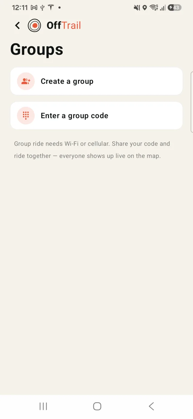 Group ride screen